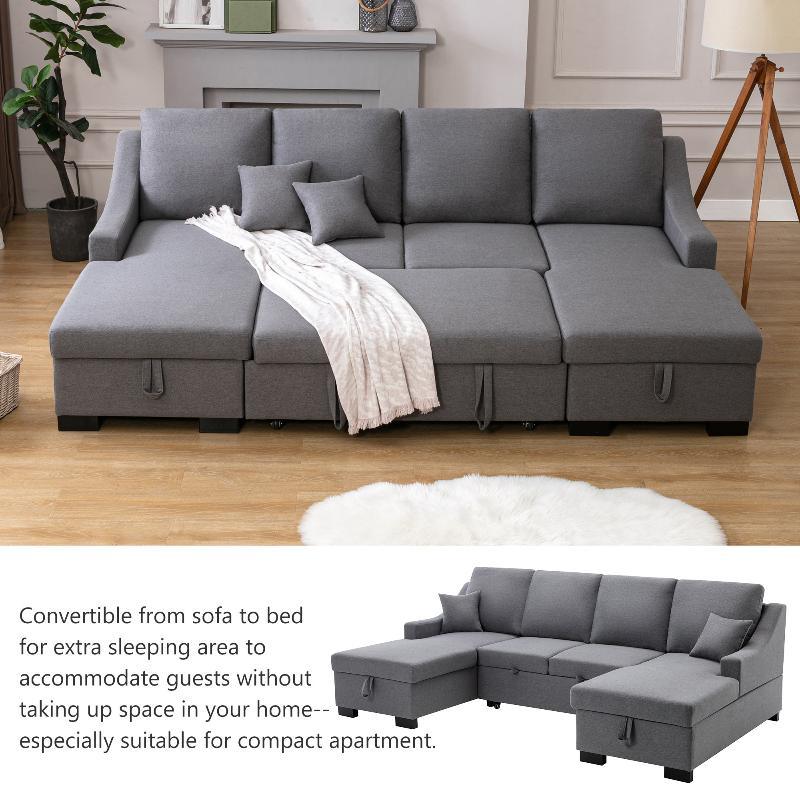 Upholstery Sleeper Sectional Sofa - LuxNovaHub 