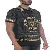 Italian Print Collared Polo T-Shirt - LuxNovaHub 