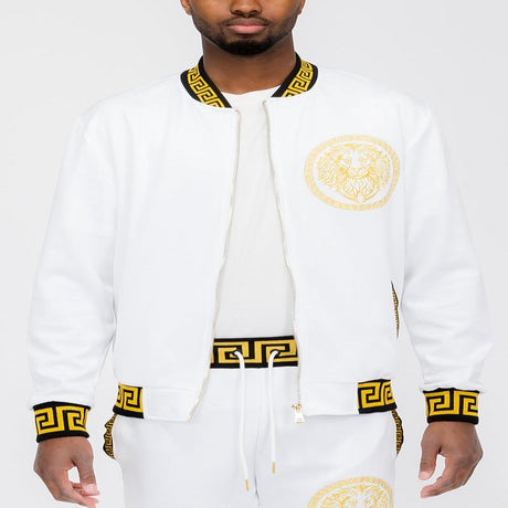 Lion Head Embroidery Status Track Jacket - LuxNovaHub 