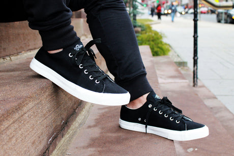 Retro Black/White Canvas Sneakers Unisex Size - LuxNovaHub 