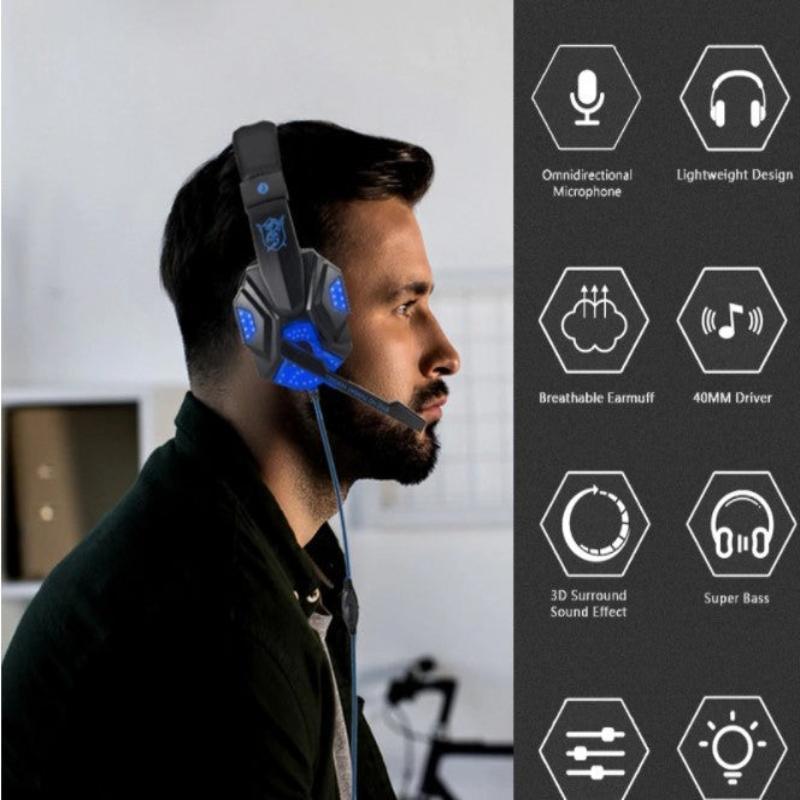 LED Gaming Headset with Microphone - LuxNovaHub 