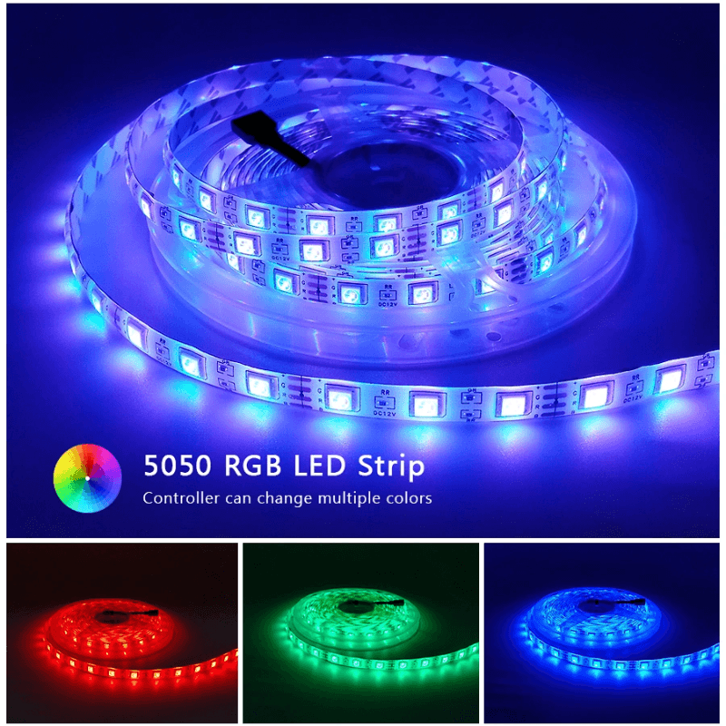 SMD 12V DC RGB 5050 Flexible Led Strip Lights - LuxNovaHub 