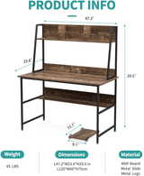 47 Inch Computer Desk with Shelves Sturdy Writing Desk - LuxNovaHub 