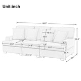 Three Seat Sofa & Removable Back - LuxNovaHub 