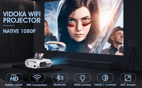 4K 8000L Full HD Projector with WiFi and Bluetooth - LuxNovaHub 