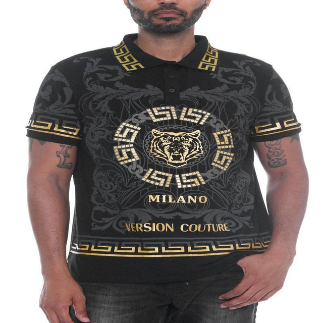 Italian Print Collared Polo T-Shirt - LuxNovaHub 