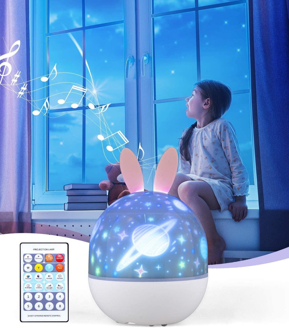 Night Light Projecter with Bluetooth Music Player - LuxNovaHub 