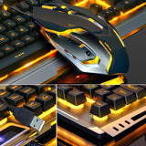 Gold Metal Frame Gaming Keyboard and Mouse set - LuxNovaHub 