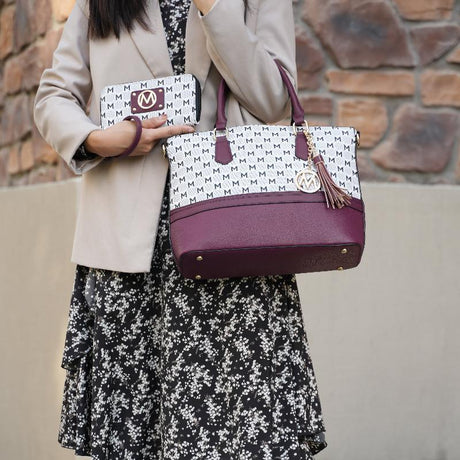 Print Women Tote Bag with matching Wristlet - LuxNovaHub 