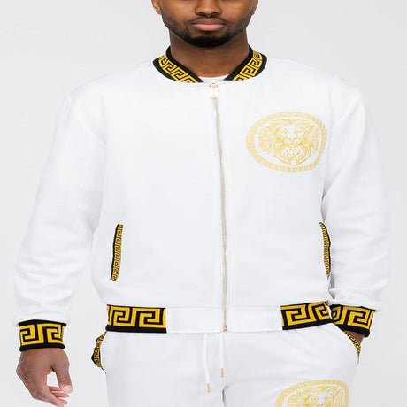 Lion Head Embroidery Status Track Jacket - LuxNovaHub 