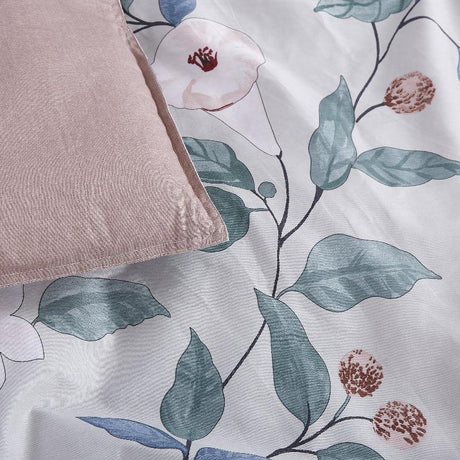 Tess Red/Grey Floral 100% Cotton Reversible Comforter Set - LuxNovaHub 