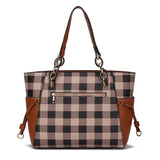 Yale Checkered Tote Bag with Wallet - LuxNovaHub 