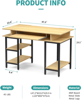 Computer Desk with Keyboard Tray/Shelves - LuxNovaHub 