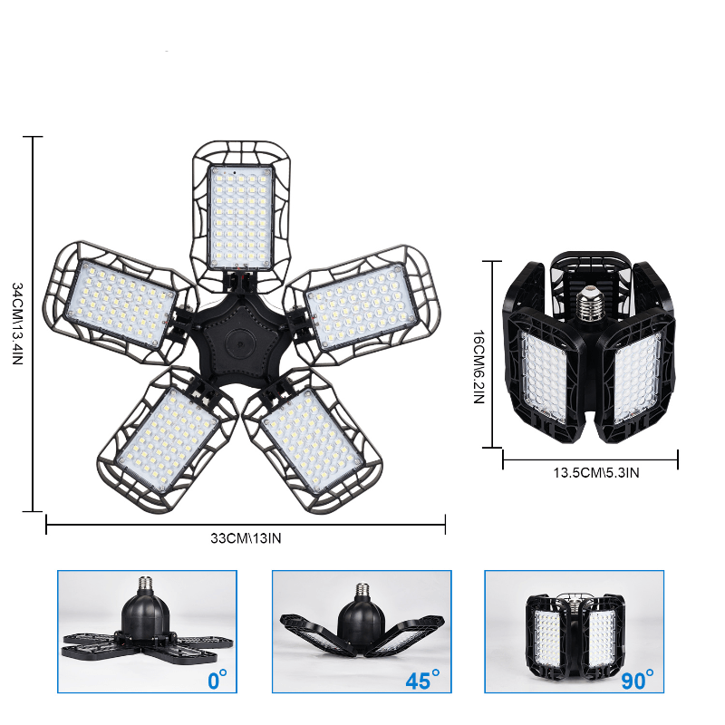 5-Panels Adjustable100W LED Garage Light - LuxNovaHub 