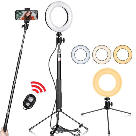 Metal Bracket Selfie Stick Bluetooth Set Ring - LuxNovaHub 