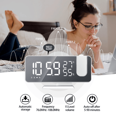 Smart Time Projector Alarm Clock - LuxNovaHub 