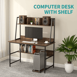 47 Inch Computer Desk with Shelves Sturdy Writing Desk - LuxNovaHub 