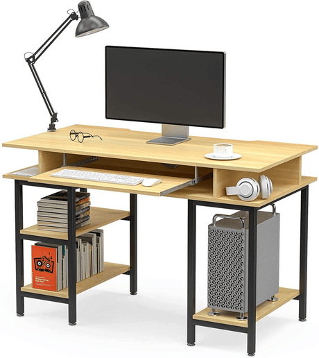 Computer Desk with Keyboard Tray/Shelves - LuxNovaHub 