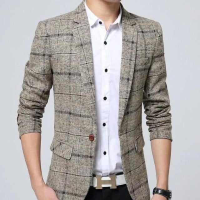 Men's Mix Plaid Blazer - LuxNovaHub 