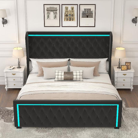 Bed Frame With High headboard - LuxNovaHub 