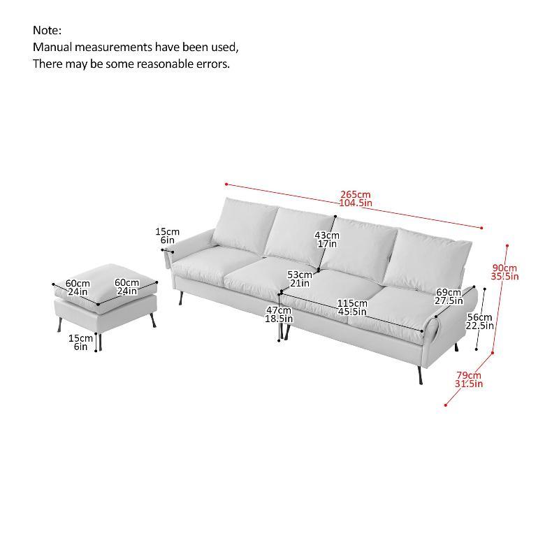 104.5"Modern Sectional Technical leather