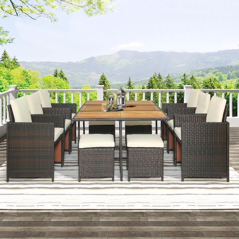 11-Piece Patio All-Weather PE Wicker Dining - LuxNovaHub 