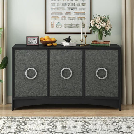 Curved Design Storage Cabinet with Three Doors - LuxNovaHub 