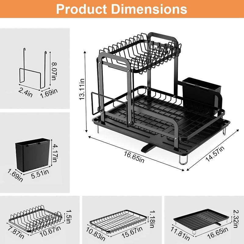 2-Tier Dish Drying Rack for Kitchen Counter - LuxNovaHub 