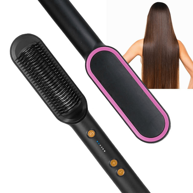 2-in-1 Electric Hair Straightener Brush Hot Comb - LuxNovaHub 