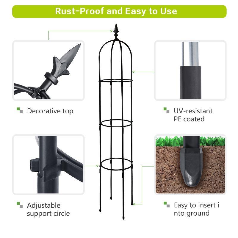 6.2ft Garden Obelisk Trellis; Lightweight - LuxNovaHub 