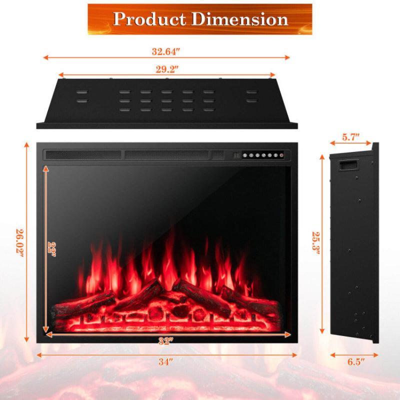 34/37 Inch Electric Fireplace Recessed - LuxNovaHub 