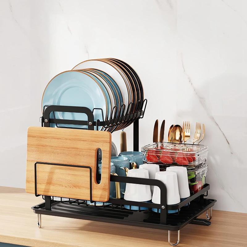 2-Tier Dish Drying Rack for Kitchen Counter - LuxNovaHub 