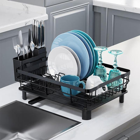 Dish Drying Rack Drain Board Utensil Holder - LuxNovaHub 