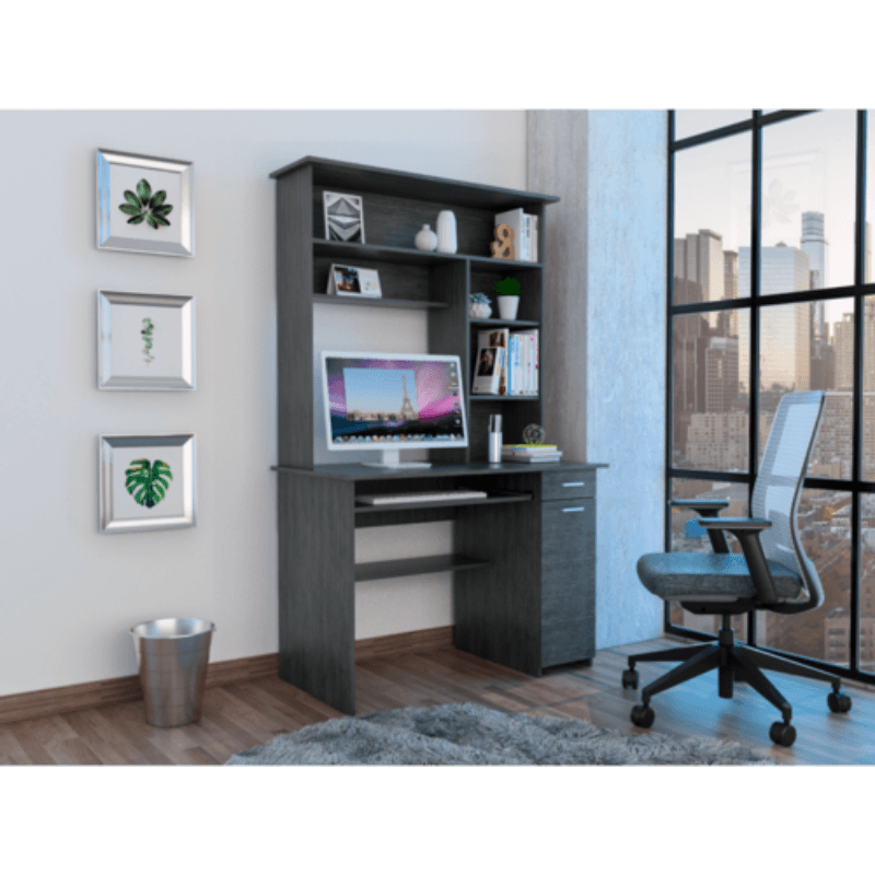 Compu 180 Hutch Desk, Multiple Shelves - LuxNovaHub 