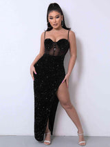 Sequin Spliced Mesh Adjustable - LuxNovaHub 