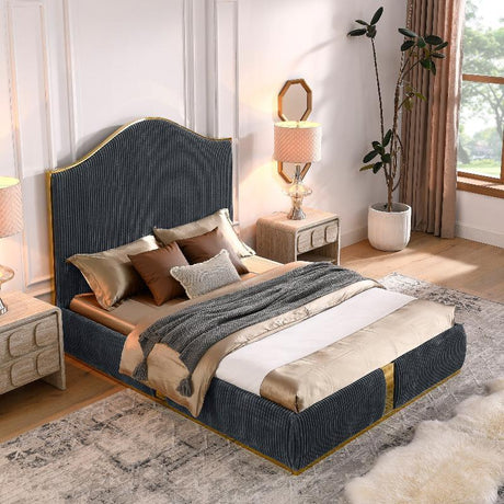 Corduroy Upholstered Bed Frame Queen - LuxNovaHub 