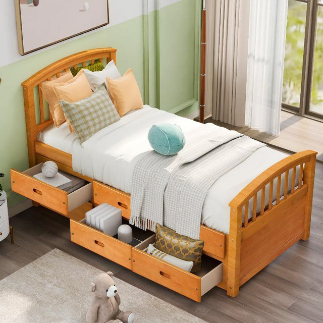 Twin Size Platform Storage Bed Solid Wood - LuxNovaHub 