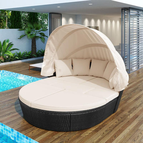 Outdoor rattan daybed sunbed - LuxNovaHub 