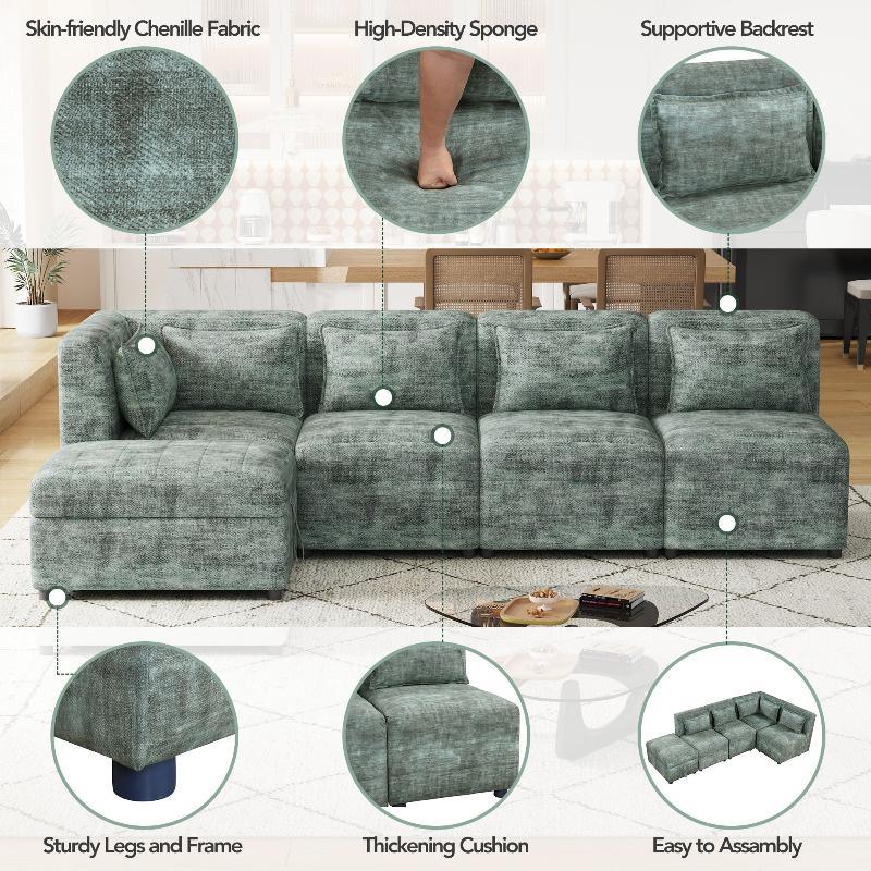 Free-Combined Sectional Sofa 5-seater - LuxNovaHub 