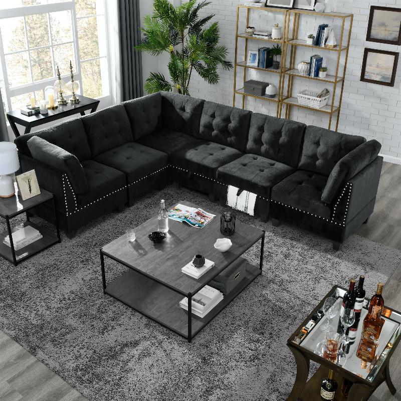 L shape Modular Sectional Sofa DIY Combination - LuxNovaHub 