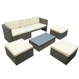 5-Piece Patio Wicker Sofa with Adustable - LuxNovaHub 