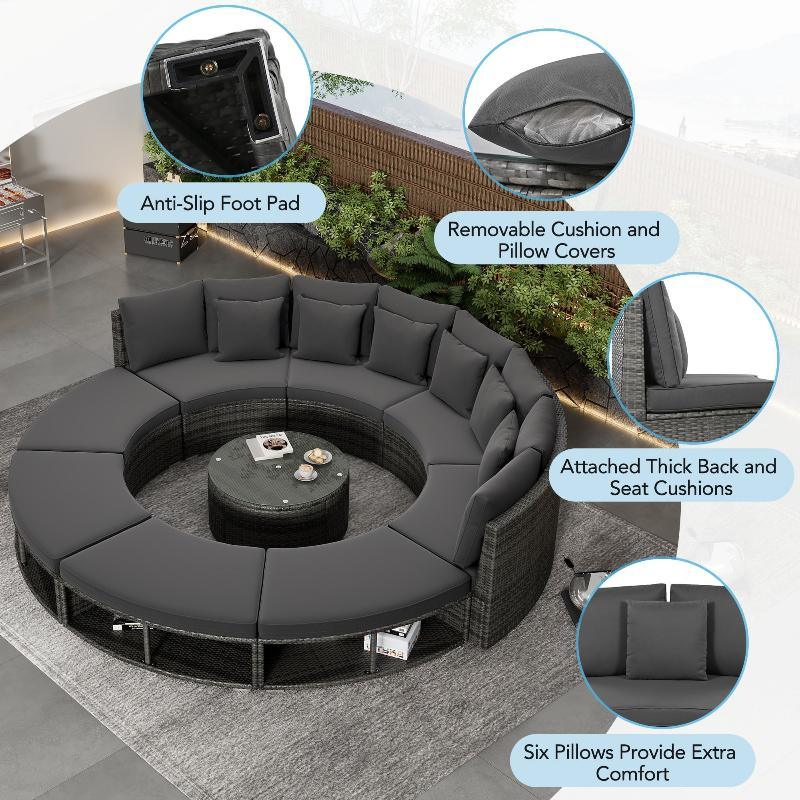 Furniture Luxury Circular Outdoor Sofa Set - LuxNovaHub 