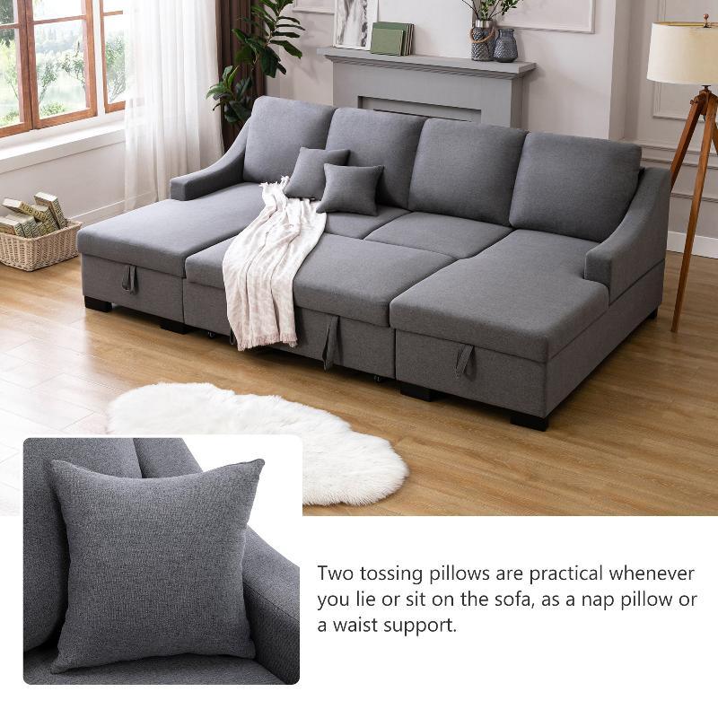 Upholstery Sleeper Sectional Sofa - LuxNovaHub 