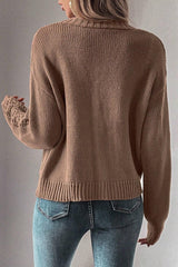 Dark Khaki Open Knit Drop Shoulder - LuxNovaHub 