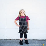 Girls Ribbed Tie Bottom Tee - Pink and Burgundy - LuxNovaHub 