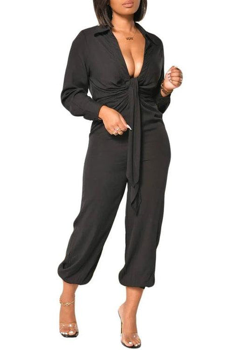 Jumpsuit with Elastic on Ankle - LuxNovaHub 