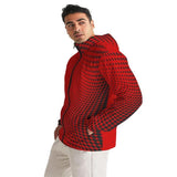 Mens Hooded Windbreaker, Red Polka Dot Water - LuxNovaHub 