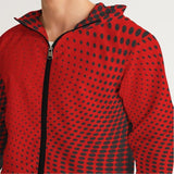 Mens Hooded Windbreaker, Red Polka Dot Water - LuxNovaHub 