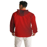 Mens Hooded Windbreaker, Red Polka Dot Water - LuxNovaHub 