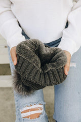 Beanie with Faux Sherpa Lining - LuxNovaHub 